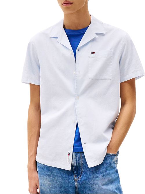 Camicia uomo azzurra misto lino Tommy Jeans | DM0DM20895C3Q